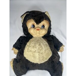 Rushton Rubber Face Chubby Teddy Bear 17" blue eyes Vintage 1950's